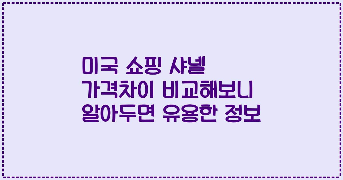 미국 쇼핑 샤넬 가격차이 비교해보니 알아두면 유용한 정보