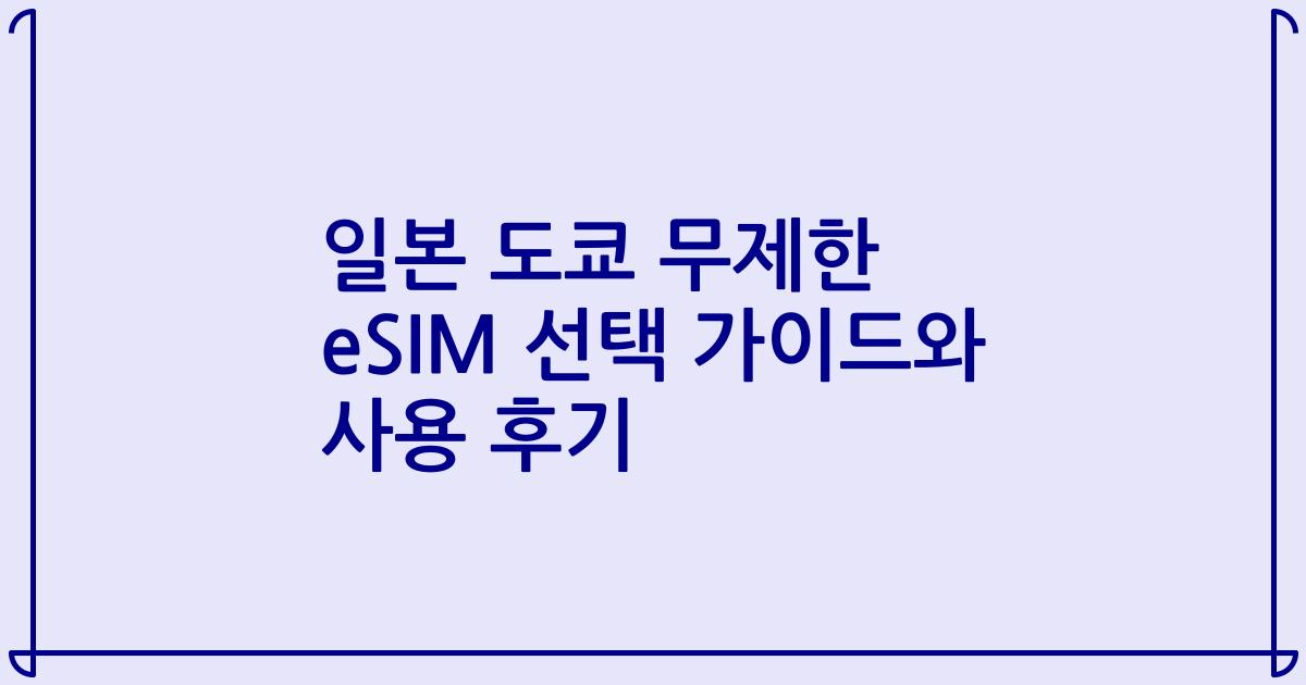 일본 도쿄 무제한 eSIM 선택 가이드와 사용 후기